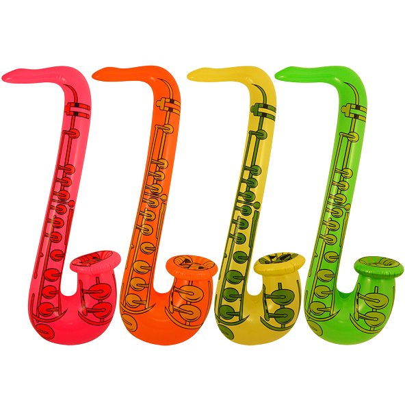 Inflatable Saxophone 4 Assorted Neon Colours (75cm)