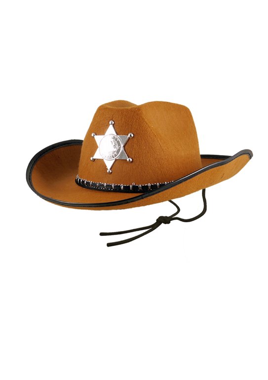 Brown Cowboy Sheriff Hat with Star (Adult)