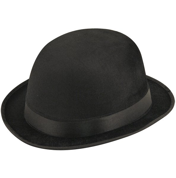 Black Velour Bowler Hat (Adult)