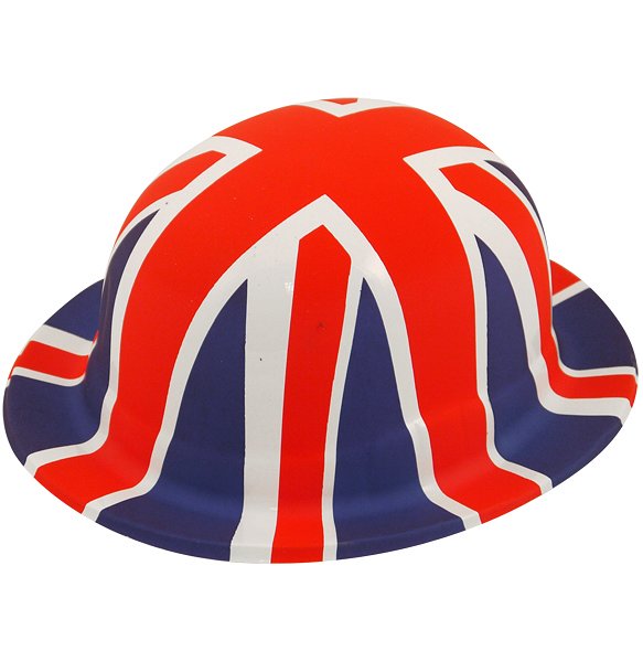 Union Jack Plastic Bowler Hat (Adult)