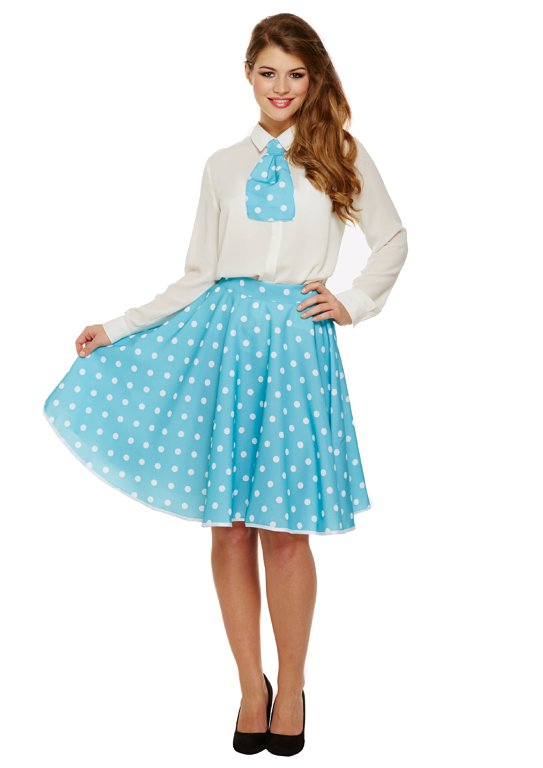 Blue Polka Dot Skirt/Necktie (One Size) Adult Fancy Dress