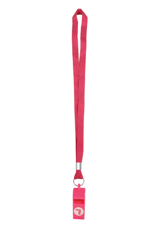 Pink Plastic 'Learner' Whistle with Cord and Fur