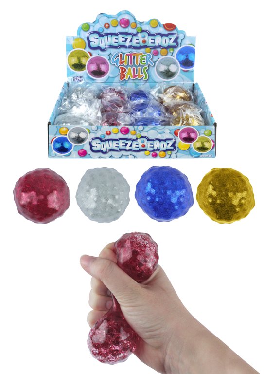 Glitter Squeeze Stress Balls with Beads (6.5cm) Assorted Designs