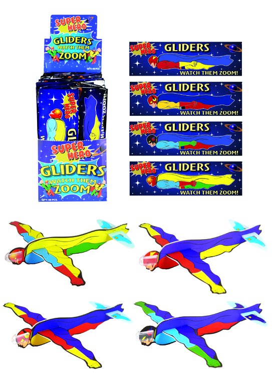 Superhero Gliders (17cm) 4 Assorted Designs