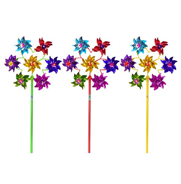Foil Windmills with 7 Heads (19.5cm) Assorted Colours