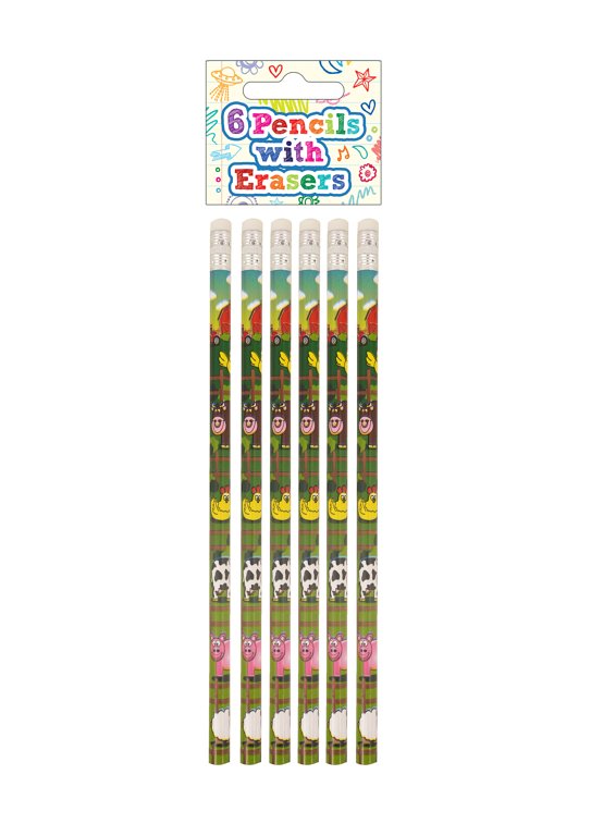 Farm Pencils with Erasers (6 pieces)