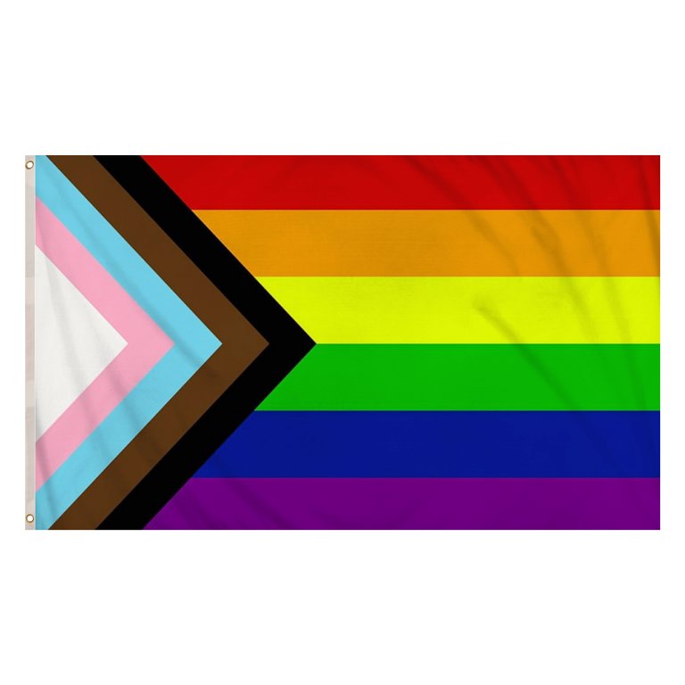 Pride Progress Flag (5ft x 3ft) Polyester, double stitched seam, metal eyelets