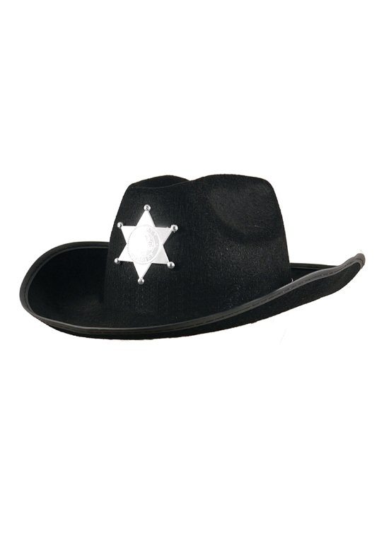 Children's Black Cowboy Hat with Sheriff Star