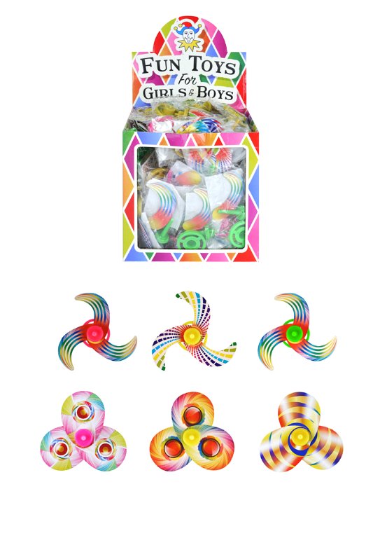 Spinning Tops (4.2x7.5cm) 3 Assorted Colours and Designs