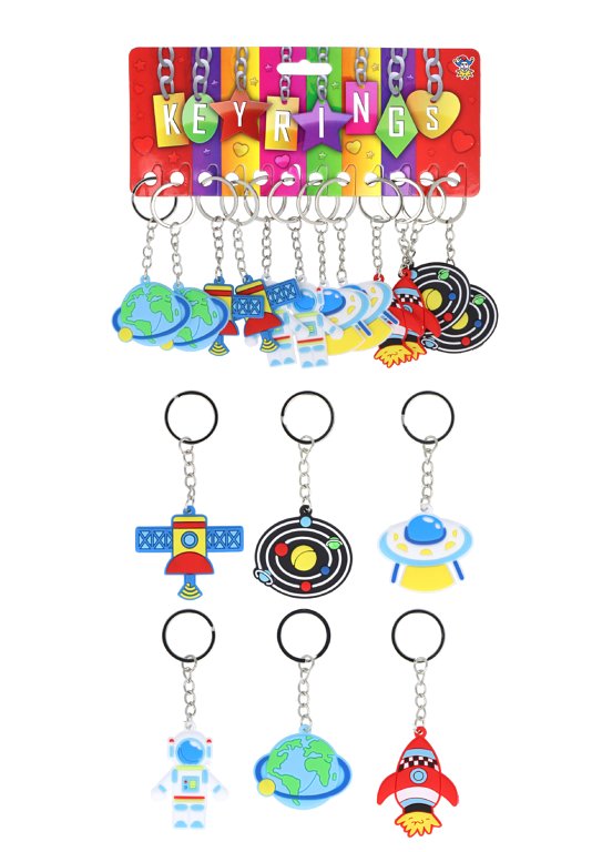 Space Keychains 12-Pack (5cm) 6 Assorted Designs