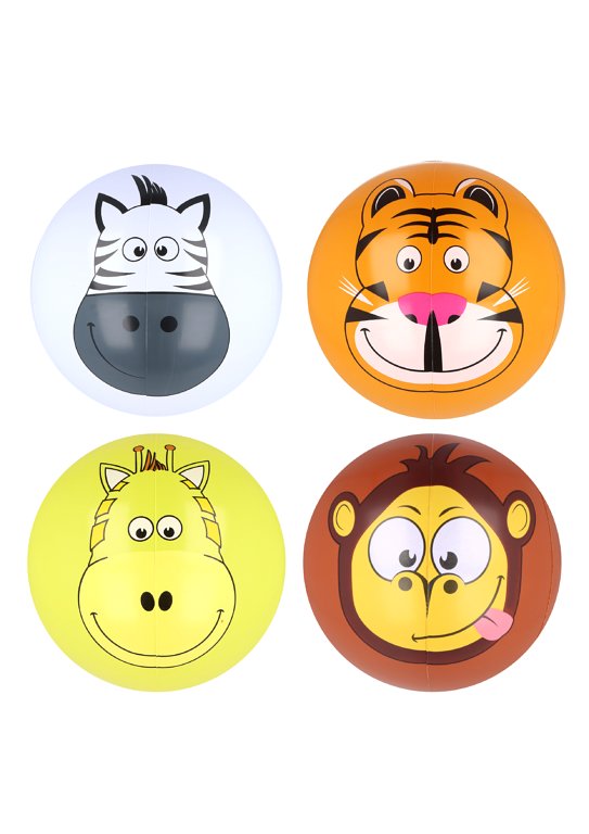 Inflatable Beach Ball with Jungle Faces (30cm) 4 Assorted Designs
