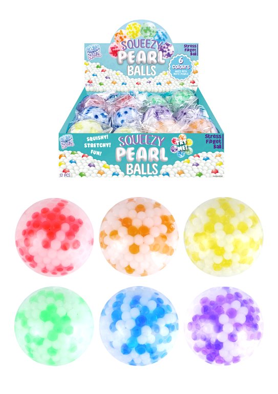 Two-Tone Squeeze Ball with Beads (7cm) 6 Assorted Colours