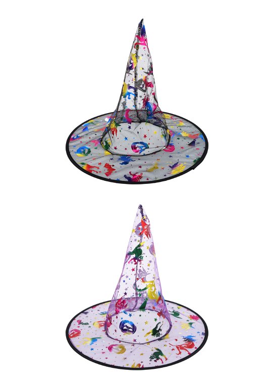 Children's Multicoloured Witch's Hat - 2 Assorted Designs