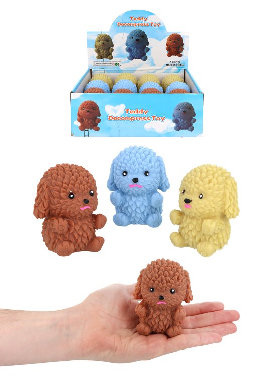 Teddy Bear Dog Squeeze Toy (8cm) 3 Assorted Colours