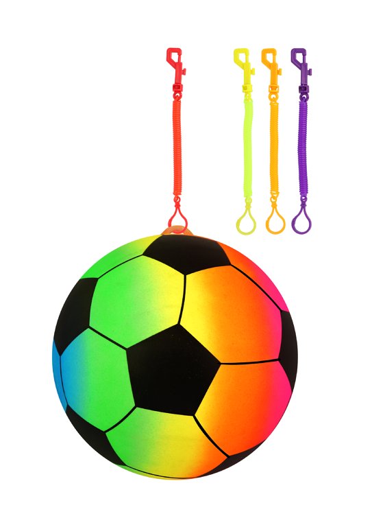 PVC Rainbow Football (23cm) with Hook and Spiral Keychain