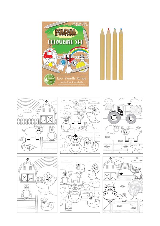 'Eco-Friendly' Mini Farm Animal Colouring Set (14cm x 10cm)