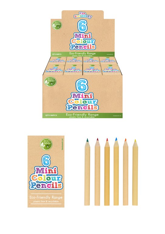 Eco-Friendly Mini Colouring Pencils (6-Pack) 6 Colours