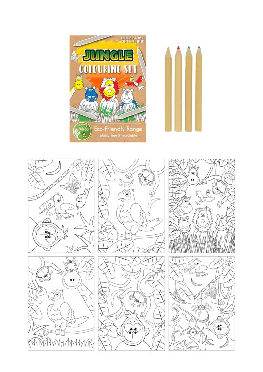 'Eco-Friendly' Mini Jungle Animal Colouring Set (14cm x 10cm)