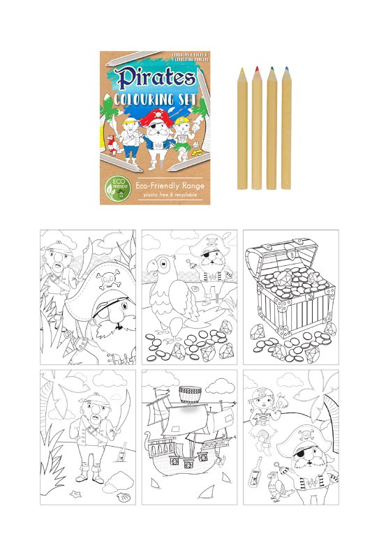 'Eco-Friendly' Mini Pirate Colouring Set (14cm x 10cm)