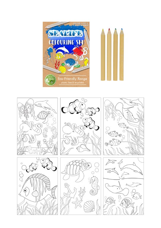 'Eco-Friendly' Mini Sealife Colouring Set (14cm x 10cm)