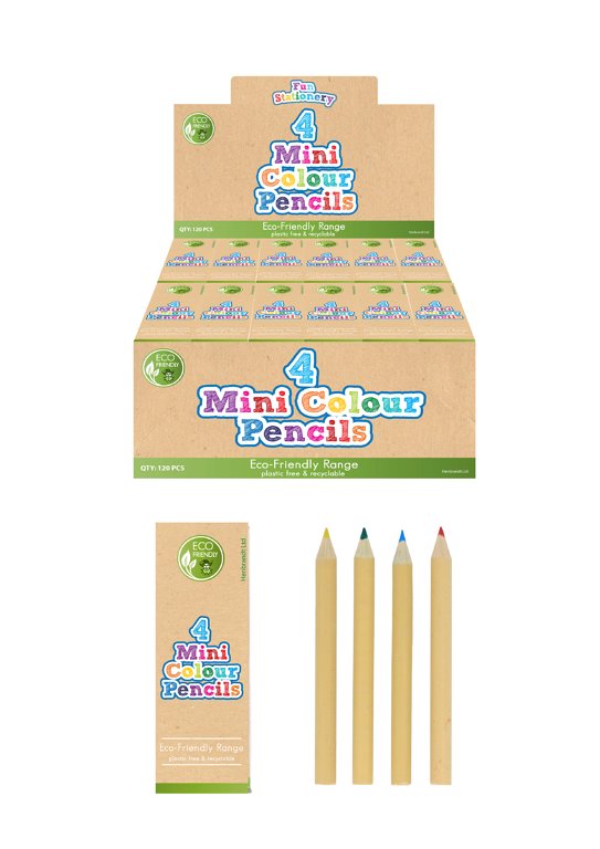 Eco-Friendly Mini Colouring Pencils (4-Pack) 4 Colours