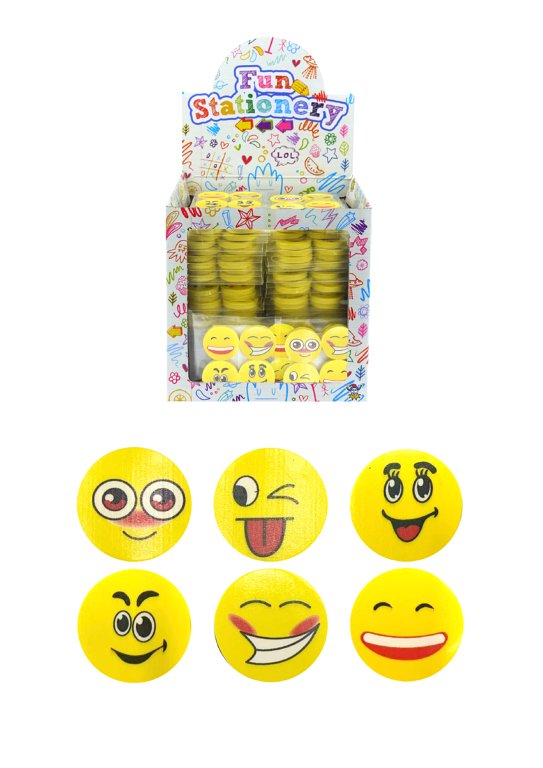 Smile Erasers (2.5cm) Assorted 4 Piece Packs