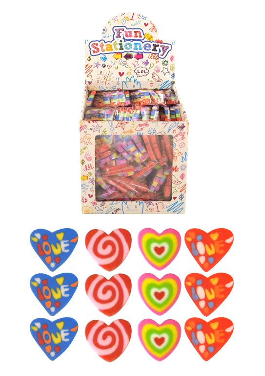 Heart Erasers (1.3x1.6cm) 4 Assorted Colours