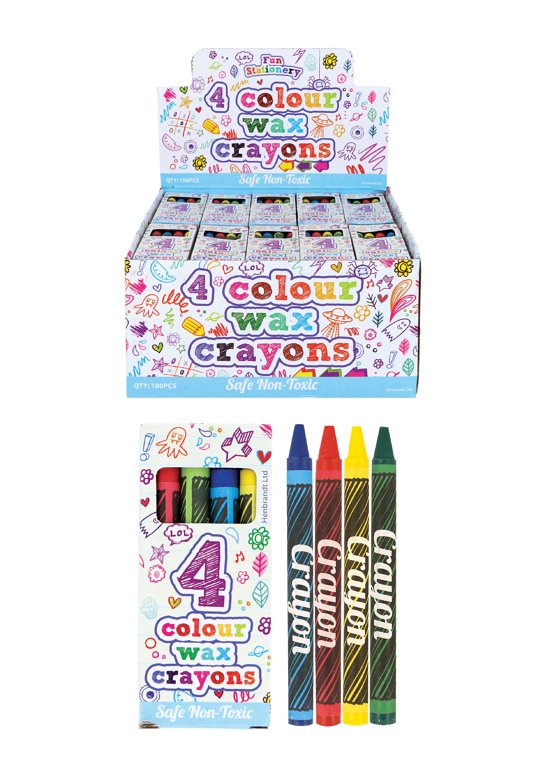 Mini Wax Crayon Packs (4pcs) 4 Assorted Colours