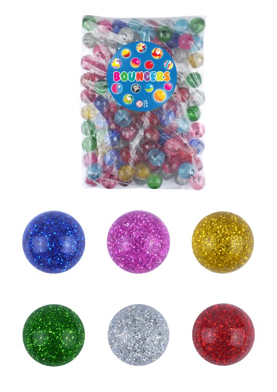 Glitter Bouncy Balls / Jet Balls (3.3cm) 6 Assorted Colours