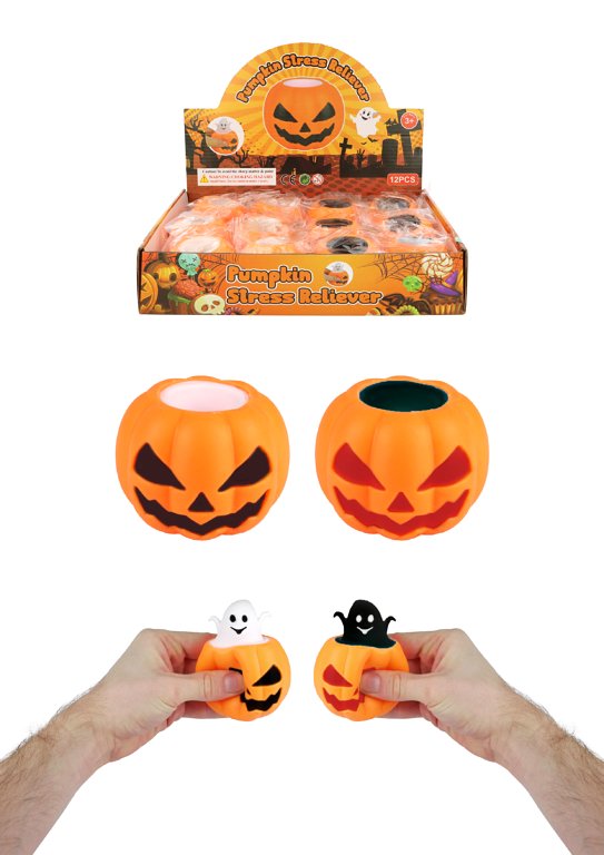 Pumpkin Squeeze Toy with Surprise Ghost