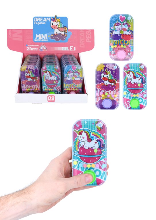 GAME WATER W/BALLS UNICORN 11.2CM X 5.8CM 3 ASTD