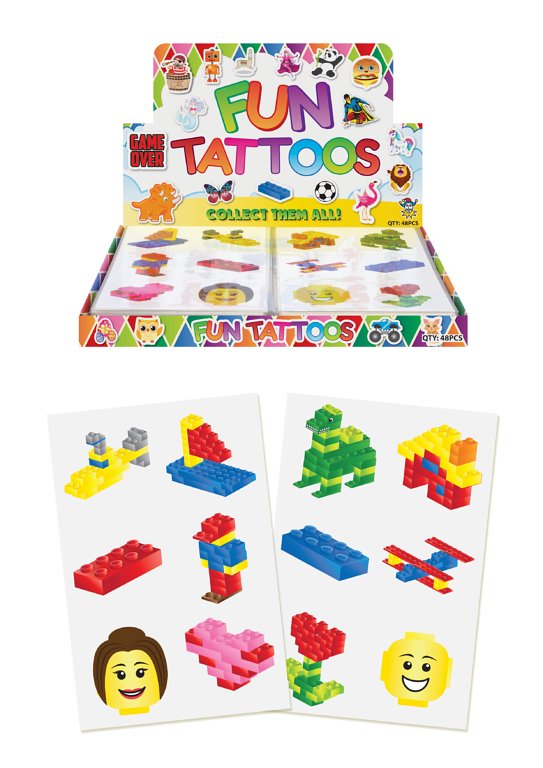 Mini Brickz Temporary Tattoos (4cm) 12 Piece Packs