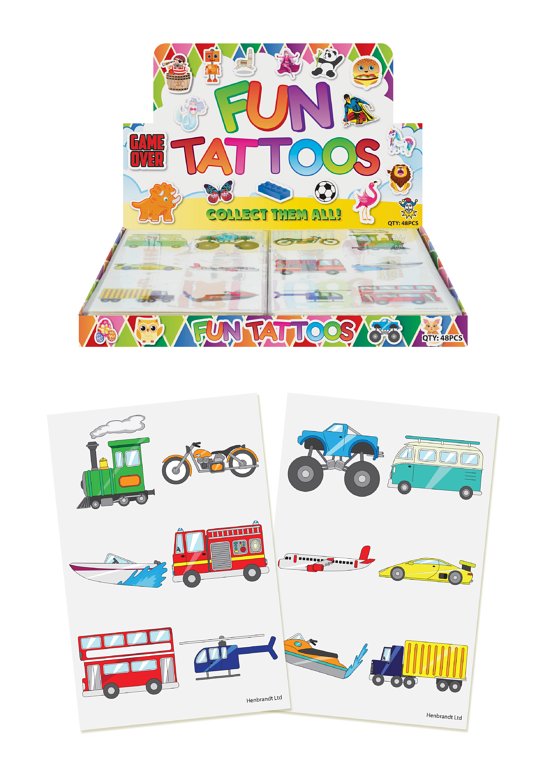 Mini Vehicles Temporary Tattoos (4cm) 12 Piece Packs