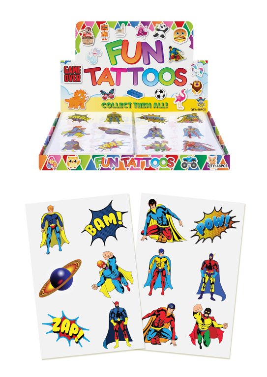 Mini Superhero Temporary Tattoos (4cm) 12 Piece Packs