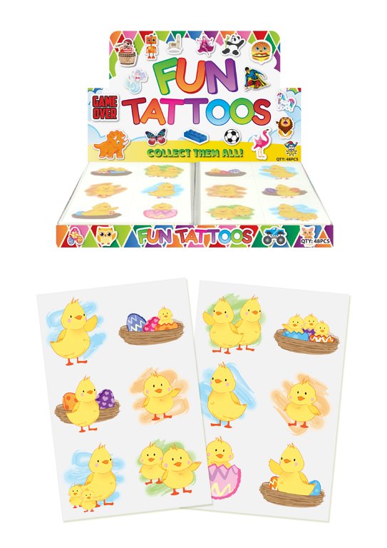 Mini Easter Chicks Temporary Tattoos (4cm) 12 Piece Packs