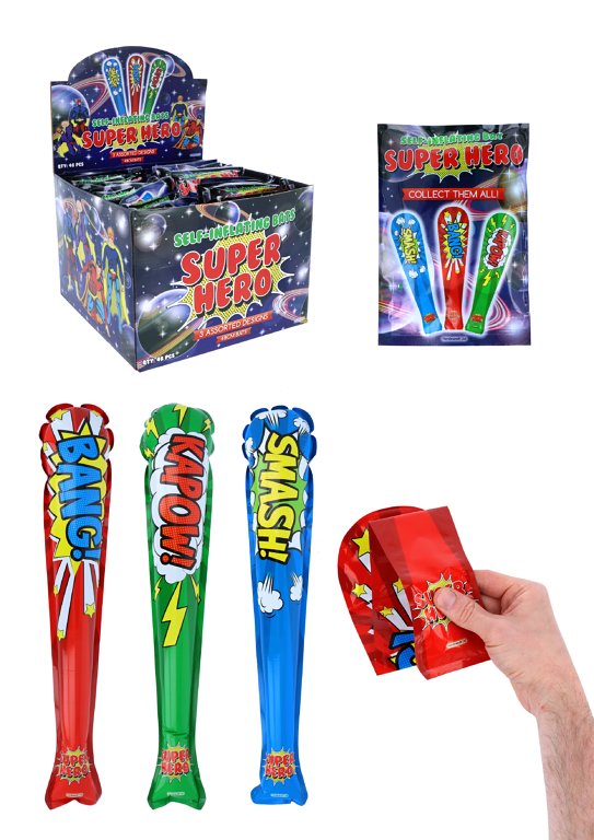 Self Inflating Superhero Baseball Bats (48cm) 3 Assorted Designs