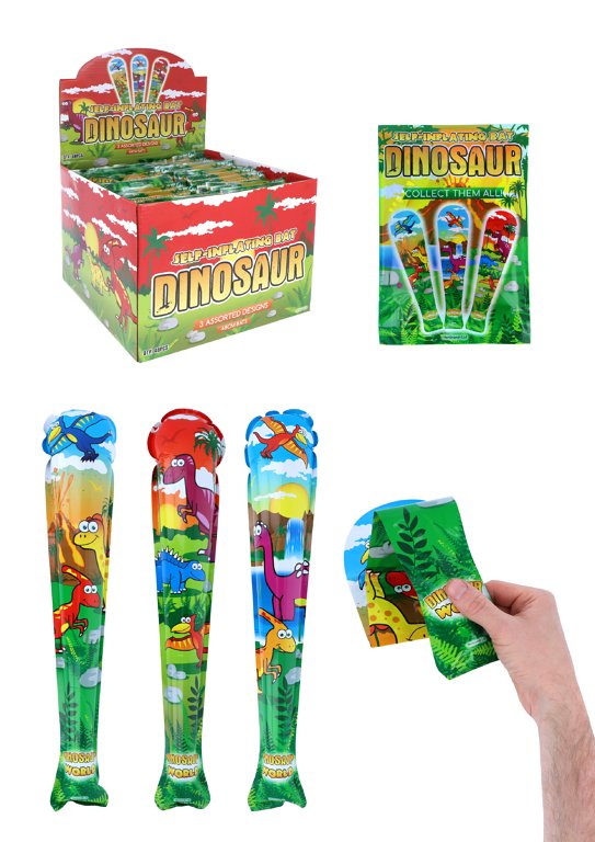 Self Inflating Dinosaur Baseball Bats (48cm) 3 Assorted Designs