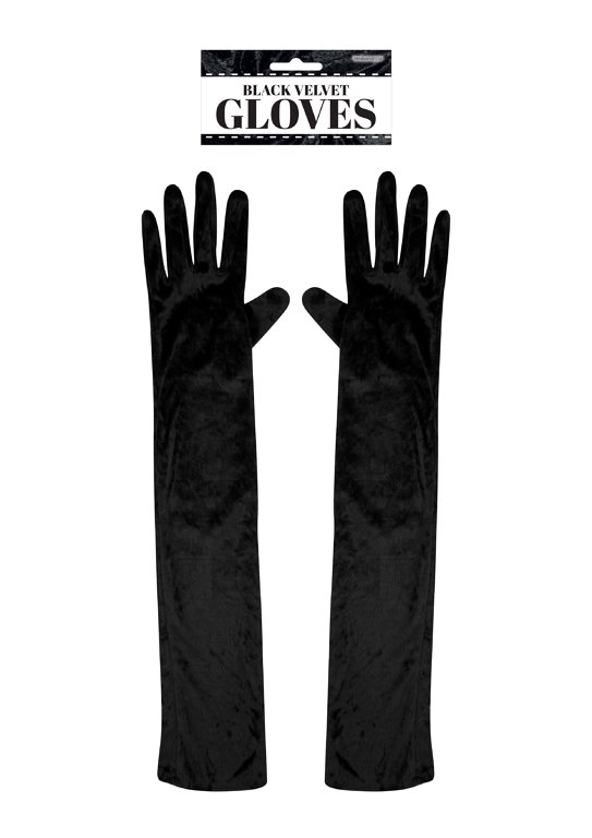 Long Black Velvet Gloves (55cm) Adult